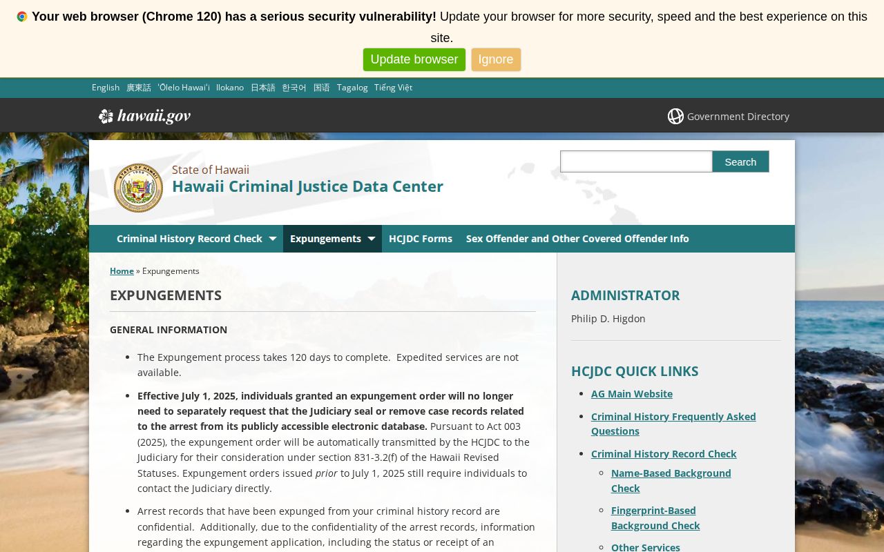 Kalawao County released inmate expungement record process
