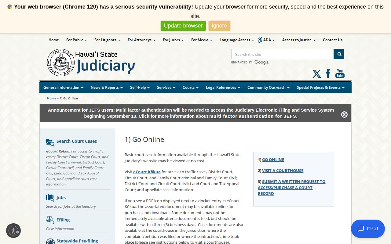 Kalawao County released inmate court record access